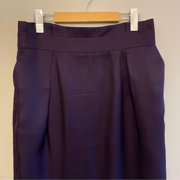 Vintage Jacob 100% Silk Deep Purple Lined Pencil Skirt w Pleated Waist Detail - Picture 3 of 15